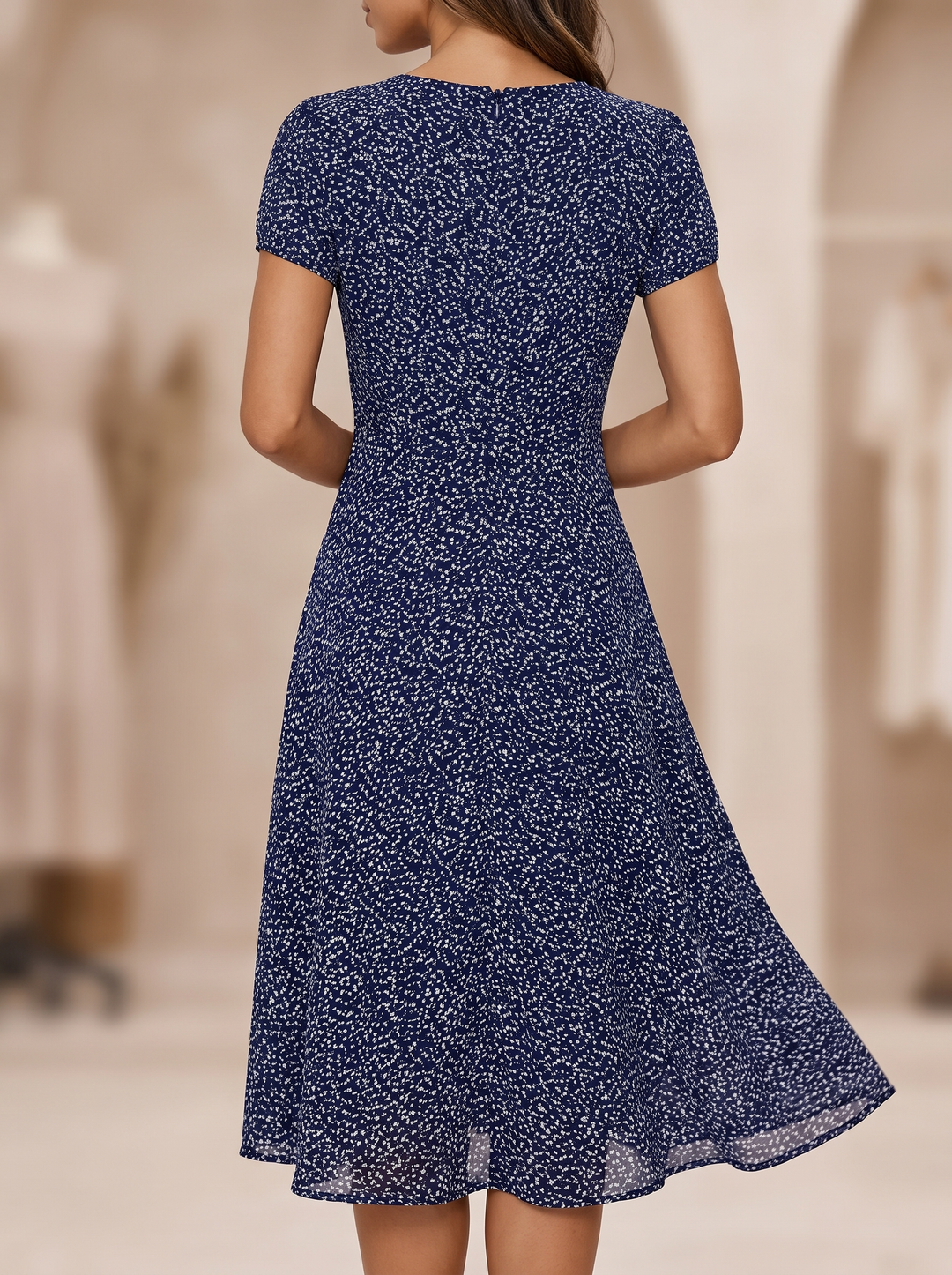 Teodora | V-Neck Short-Sleeve Midi Dress