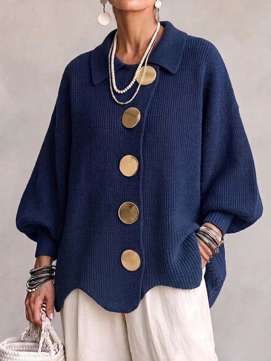 Karina | Oversized Collared Button Cardigan