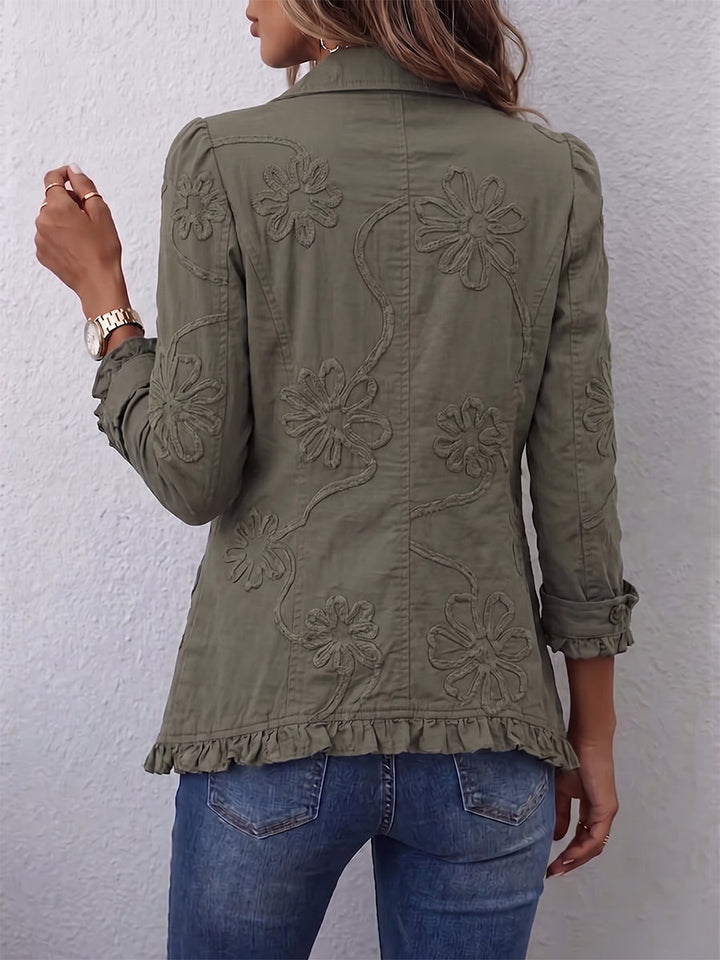 Embroidered Floral Utility Jacket in Bohemian Style
