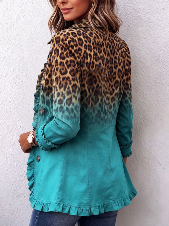 Leopard Ombre Blazer with Ruffles
