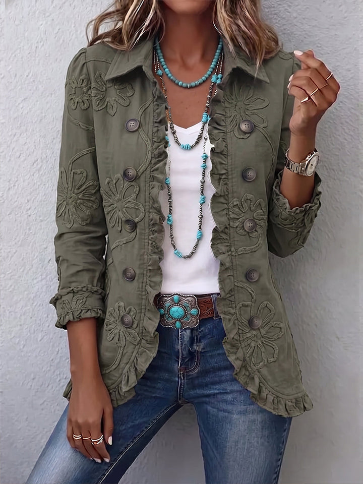 Embroidered Floral Utility Jacket in Bohemian Style