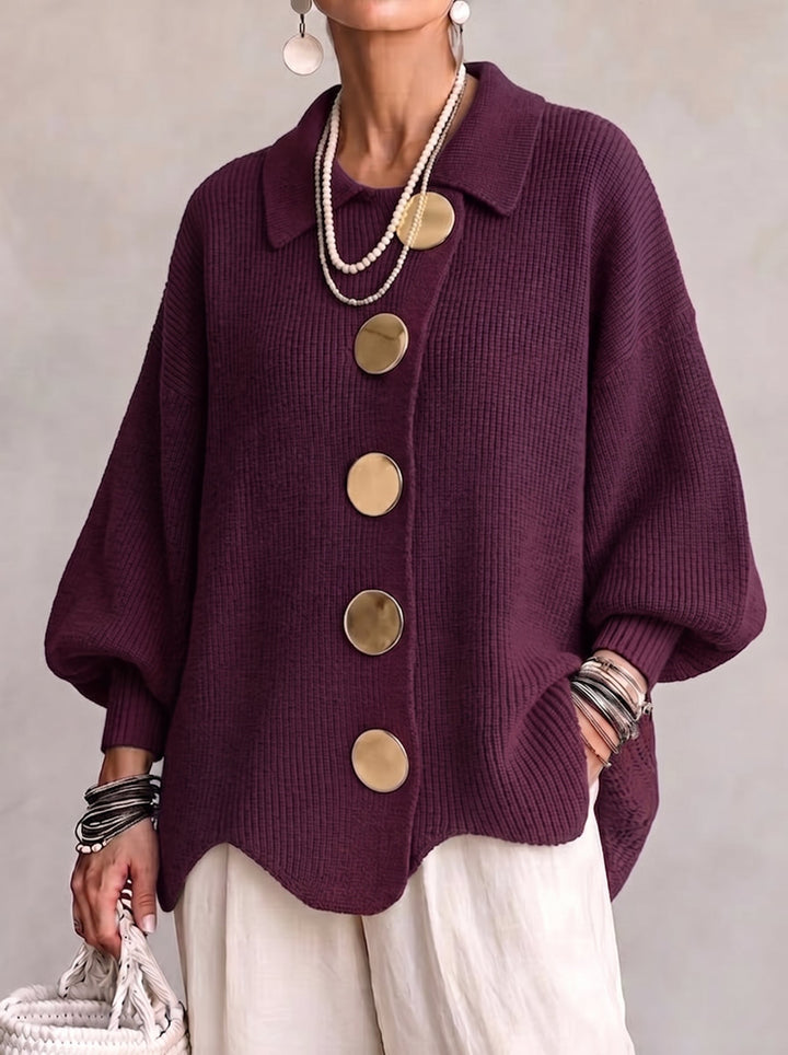 Karina | Oversized Collared Button Cardigan