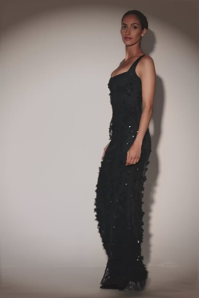Vasanta | Embellished Appliqué Soft-Scoop Corset Gown