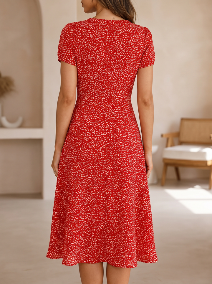 Teodora | V-Neck Short-Sleeve Midi Dress