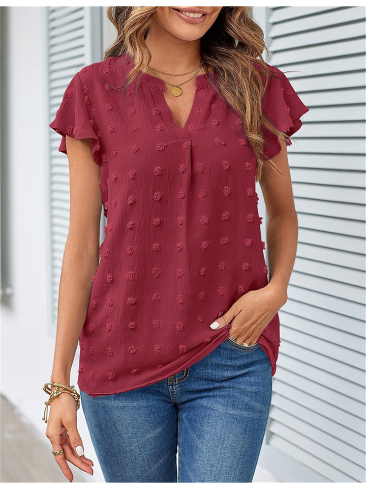 Chic Patchwork Blouse with Ruffles