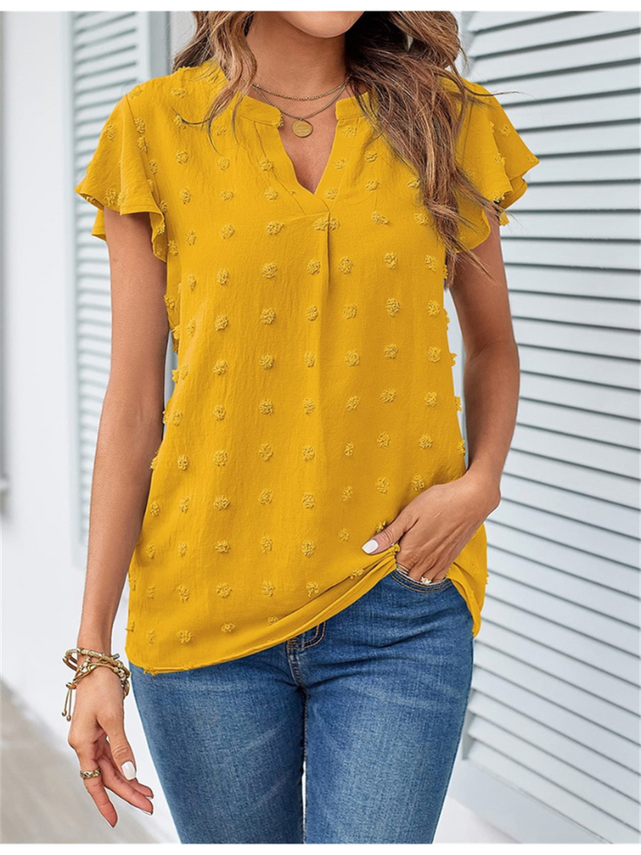 Chic Patchwork Blouse with Ruffles