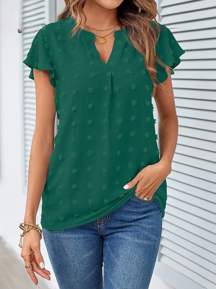 Chic Patchwork Blouse with Ruffles