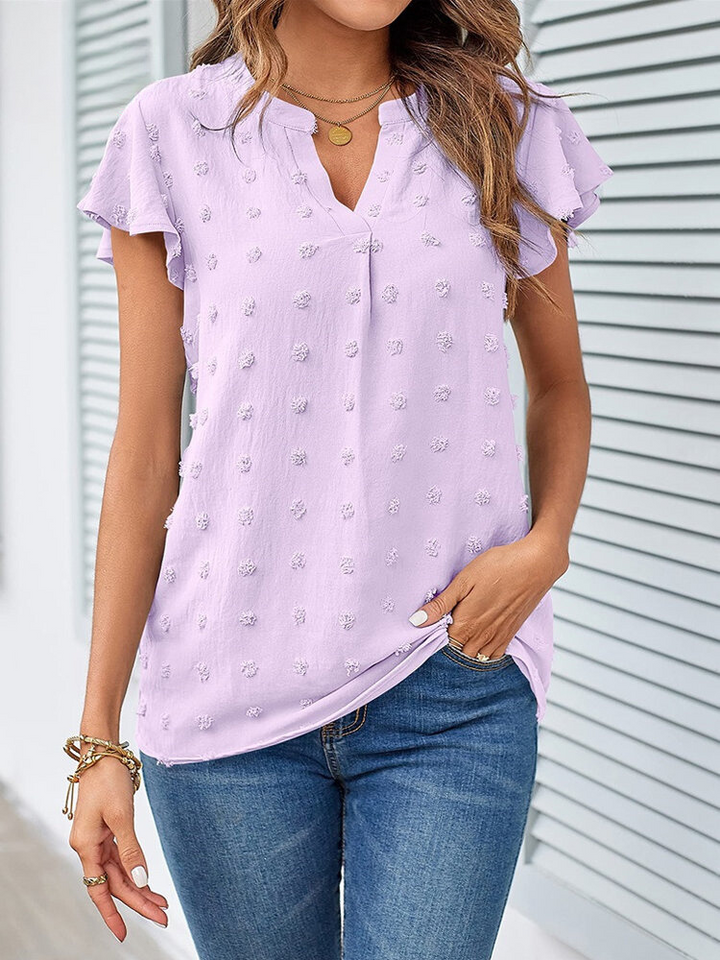 Chic Patchwork Blouse with Ruffles