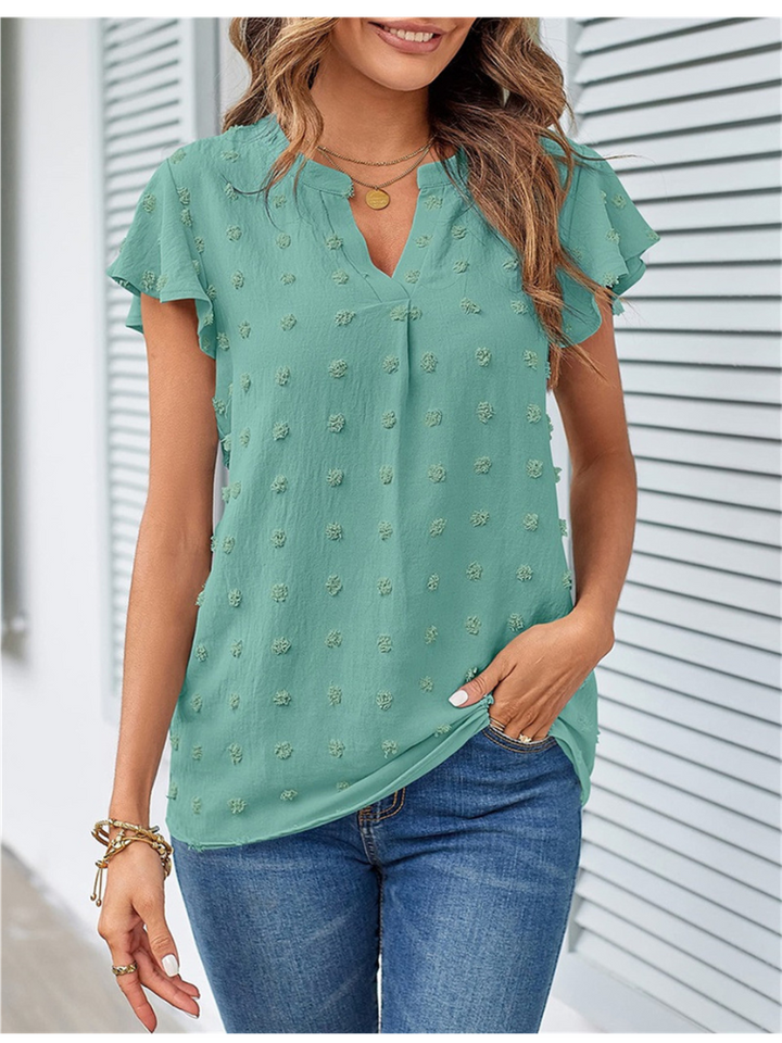 Chic Patchwork Blouse with Ruffles
