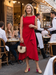 Sofia | Asymmetric Boat Neck Midi Elegant Dress
