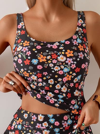 🩱LIMITED-TIME 50% OFF! 💖🌊Feminine Swimwear Set – Adjustable Strap Tank + Side Tie Flowy Skirt, Removable Padding, High-Waist Coverage🐚