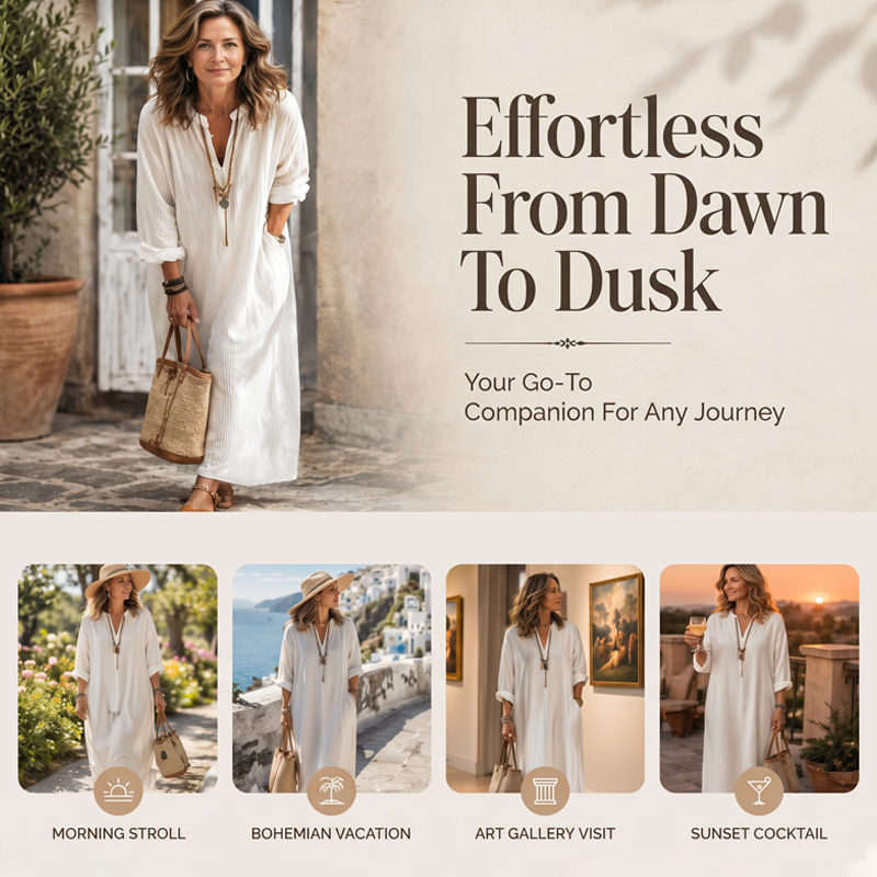 Elsa | Relaxed Striped V-Neck Maxi Dress