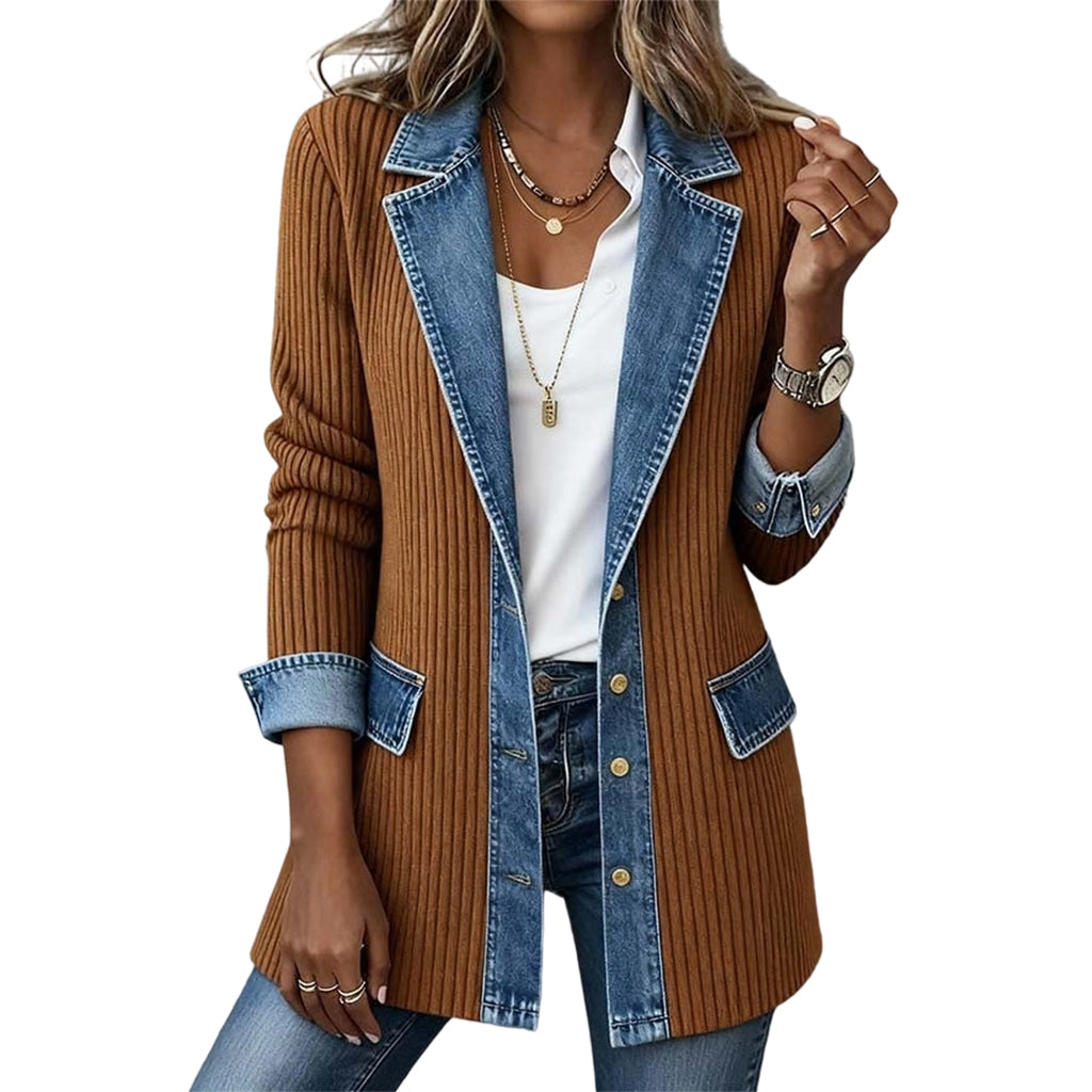 Elise | Casual-Chic Knit & Denim Coat