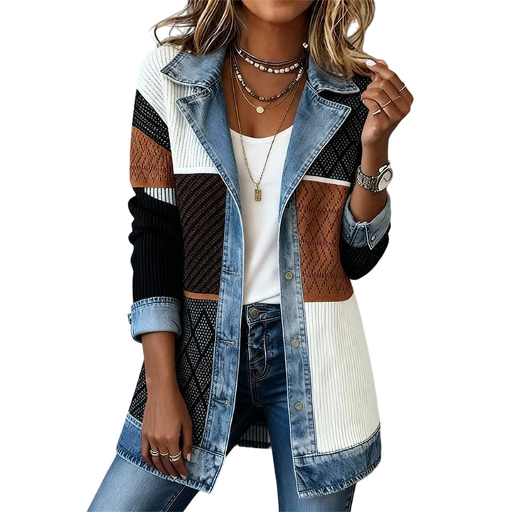Elise | Casual-Chic Knit & Denim Coat