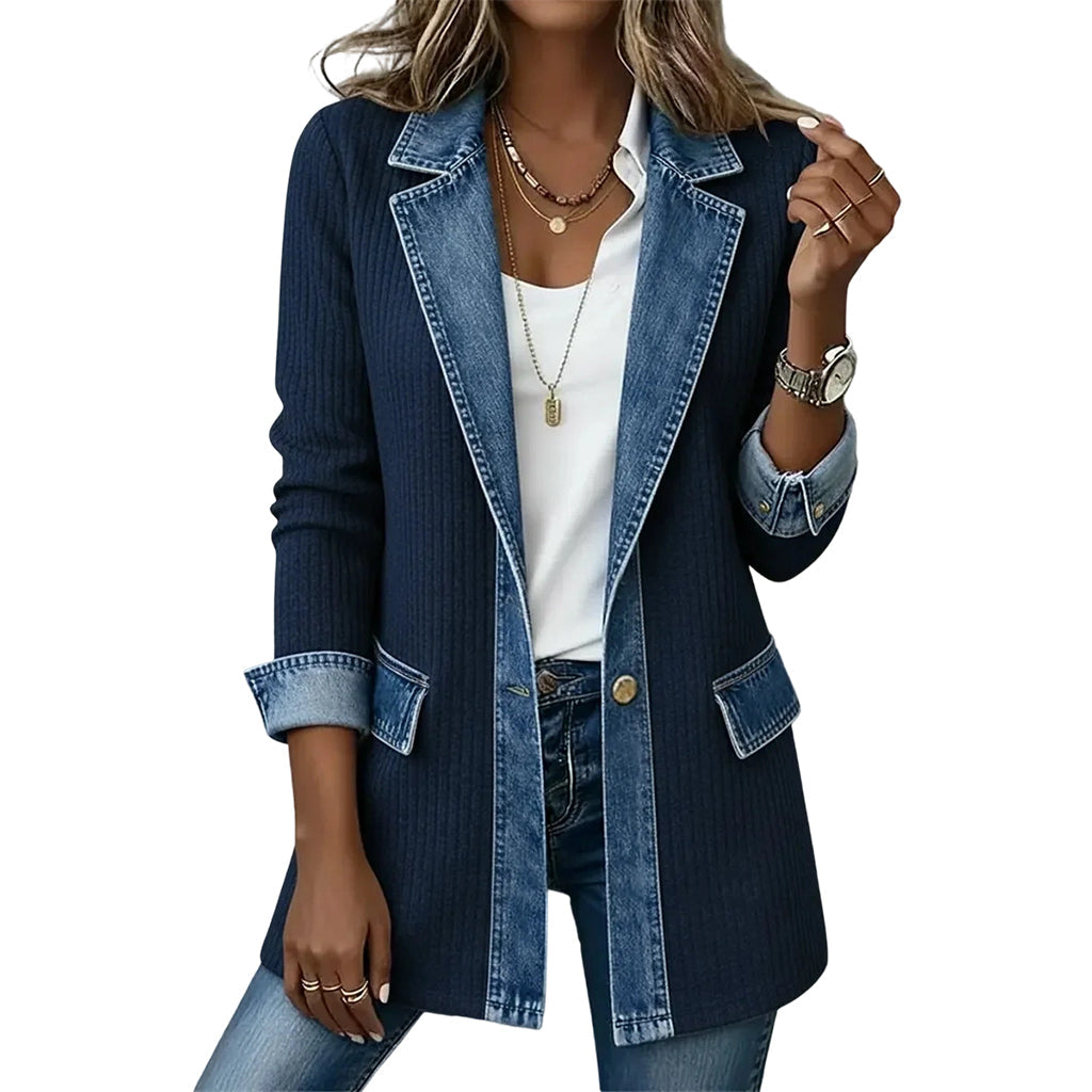 Elise | Casual-Chic Knit & Denim Coat