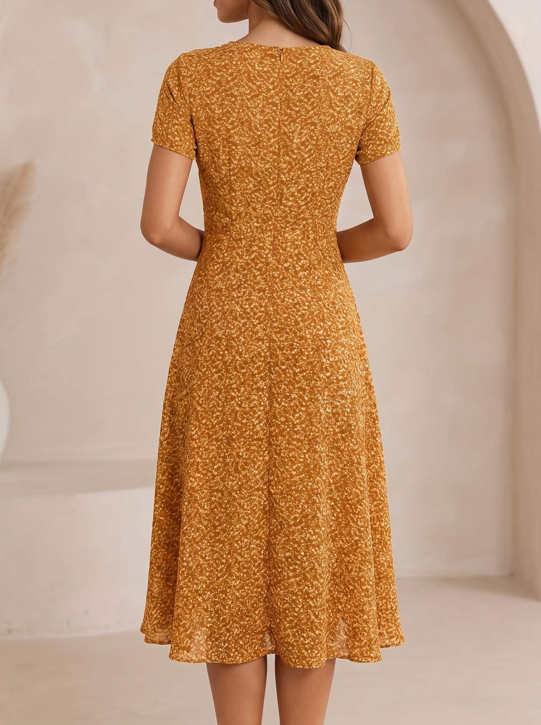 Teodora | V-Neck Short-Sleeve Midi Dress